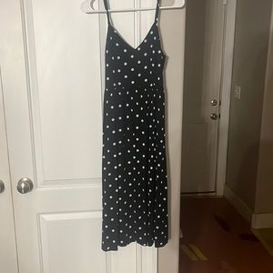 Black and white poka dot dress, mid length